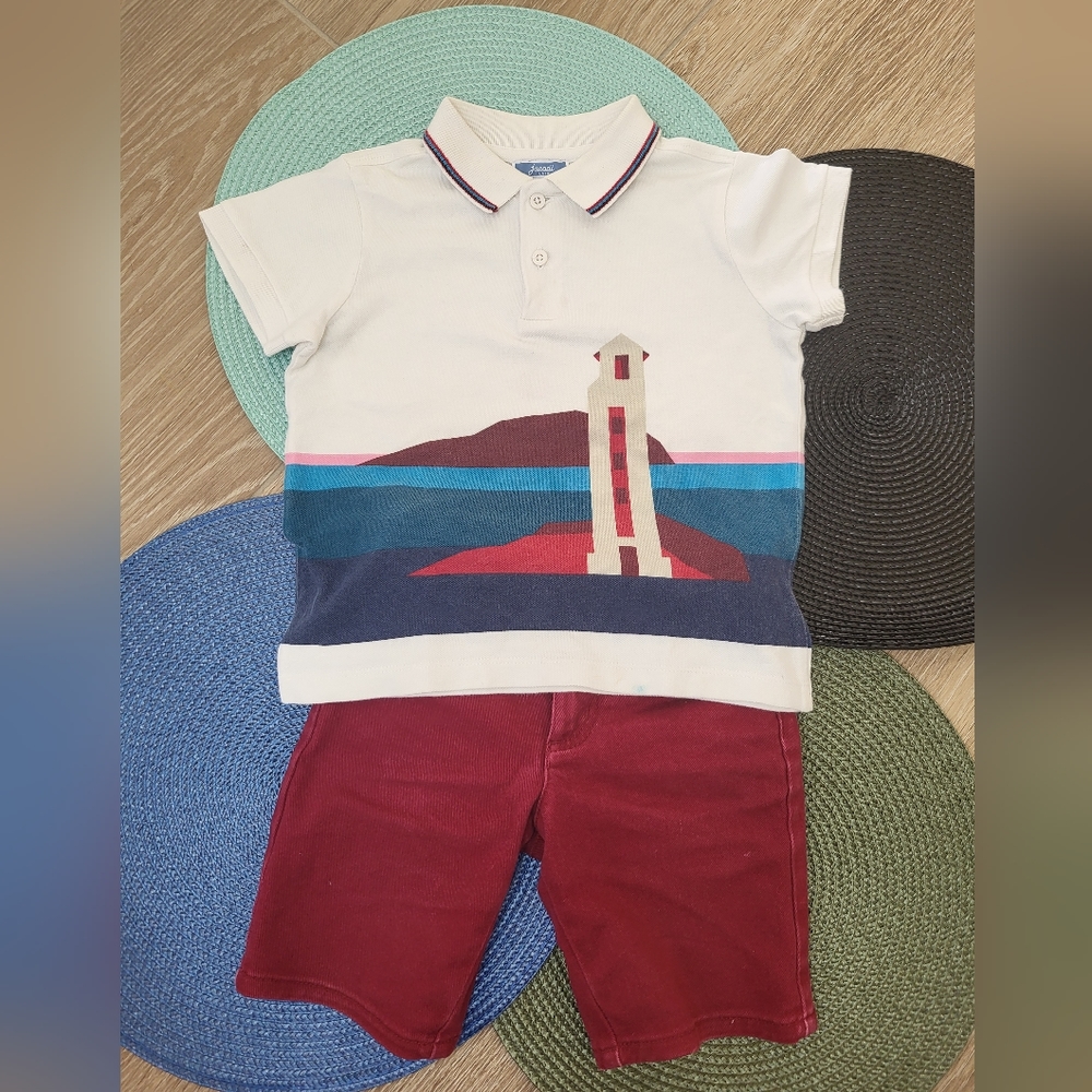 Jacadi polo shirt and shorts